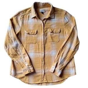 Universal Thread Co. Women's (M) Long-sleeve Flannel Button-Down Yellow & White